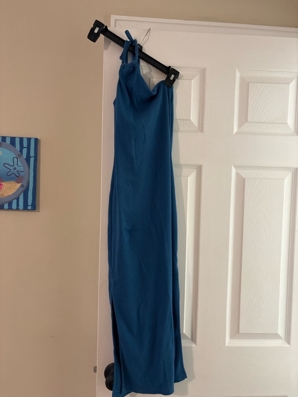 Old Navy Blue Maxi one shoulder  Dress with Tie Straps